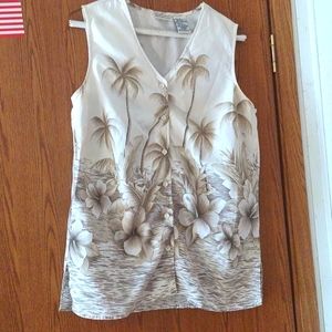 Tropical fun sleeveless blouse